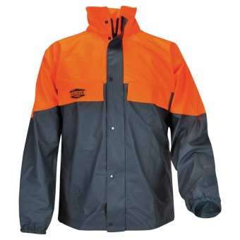 Veste de pluie imperméable orange et vert kaki